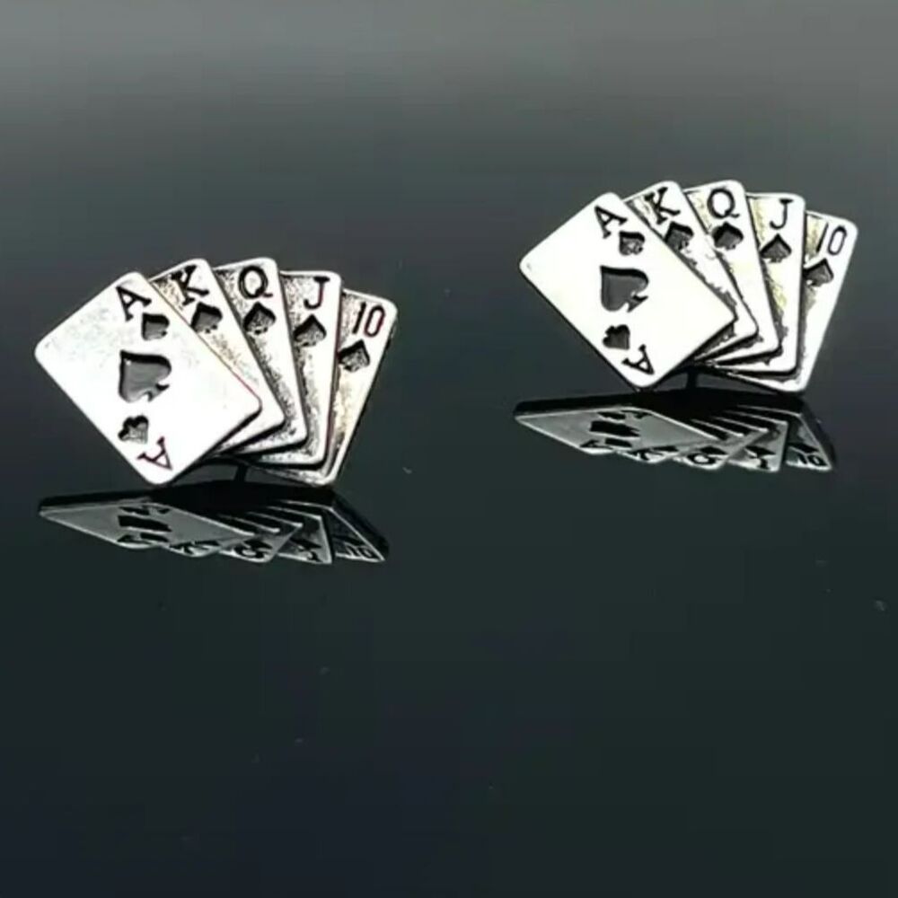 Royal Flush | Black and Silver Spades Stud Earrings